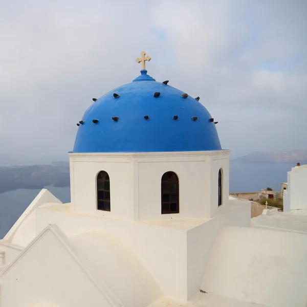 Niebieski kopuły santorini — Zdjęcie stockowe