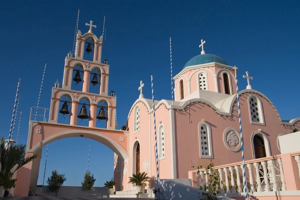 Pink greek church — Stock Photo, Image