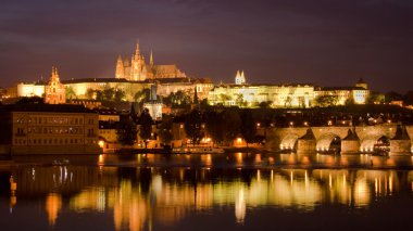 Prague castle at night clipart