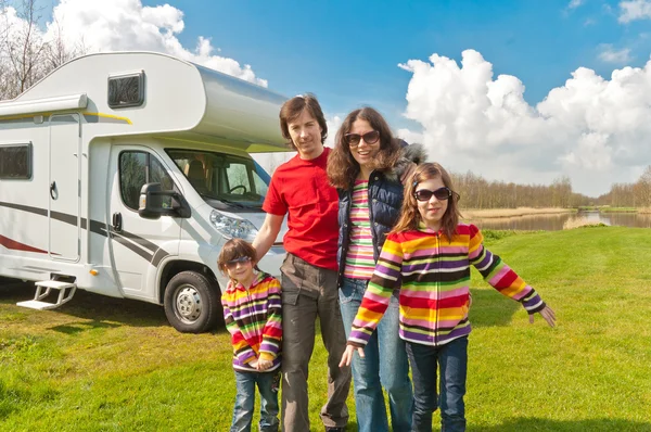 Family vacation in camping, motorhome trip — Stock Photo, Image