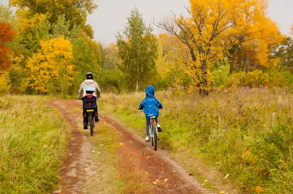 アクティブな家族のバイクを屋外にサイクリング — ストック写真
