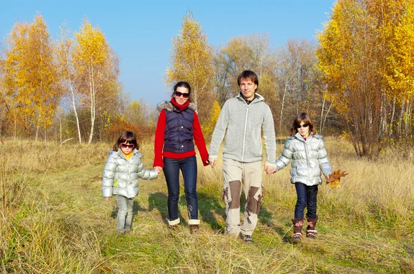 Ευτυχισμένη οικογένεια ενεργό στο πάρκο φθινόπωρο — Φωτογραφία Αρχείου
