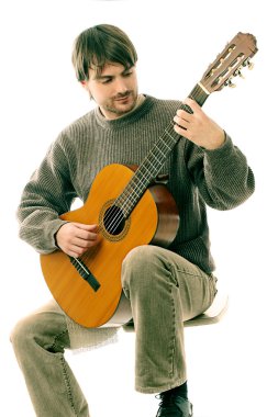Acoustic guitar playing Guitarist clipart