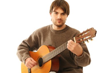 Man playing acoustic guitar clipart