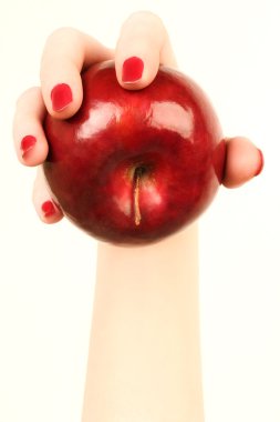 Hand with red apple clipart