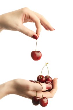 Hands with cherries clipart