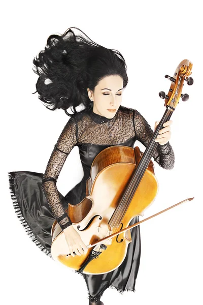 被启发的音乐家大提琴独奏音乐会 — 图库照片