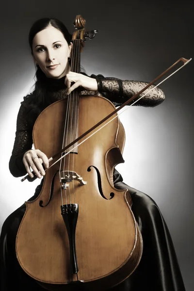 Cello playing cellist musician. — Stock Photo, Image