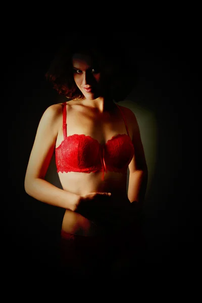 Sexy woman in red lingerie Royalty Free Stock Photos