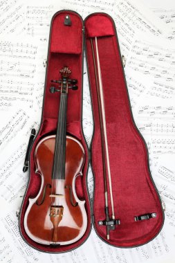 Violin case notes clipart