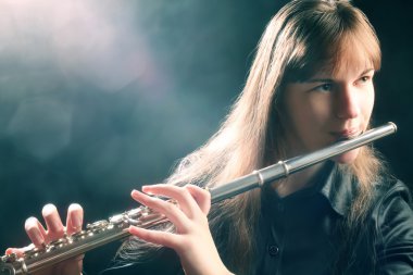 Flute playing flutist musician performer clipart