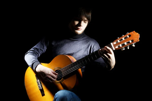 Guitarist musician guitar acoustic playing. — Stock Photo, Image