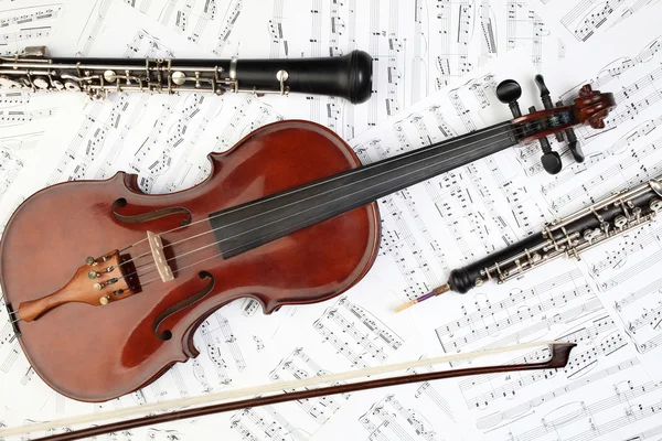 Notas de instrumentos musicais clássicos Fotografias De Stock Royalty-Free