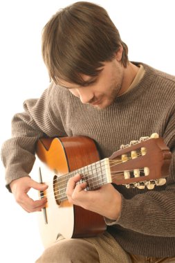 Acoustic guitar playing guitarist. clipart