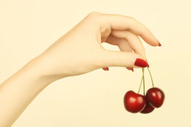 Hand with cherry clipart