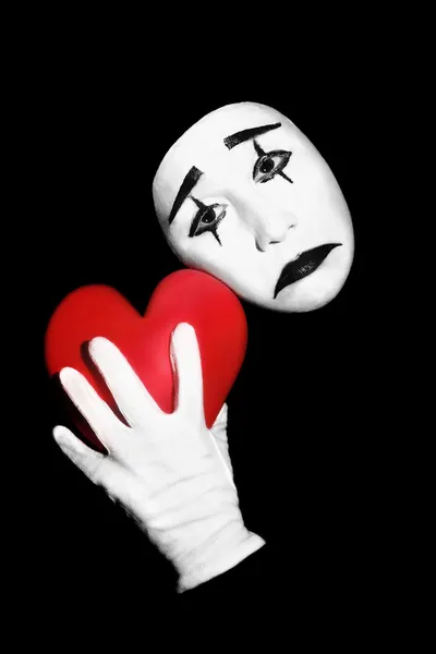 Mime mit rotem Herz — Stockfoto