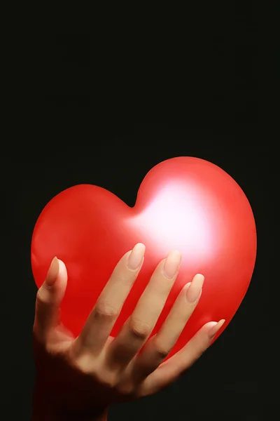 Valentine red heart in hand — Stock Photo, Image