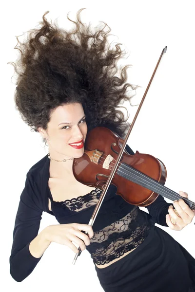 Violin playing beautiful woman violinist — Stock Photo, Image