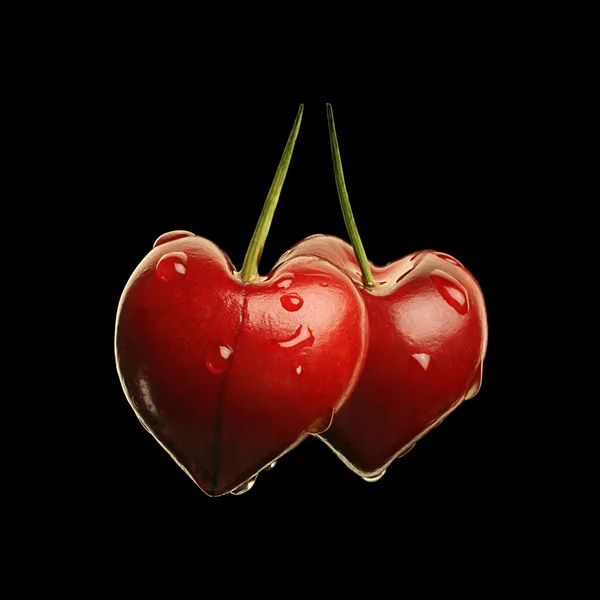 Cereza roja del corazón — Foto de Stock