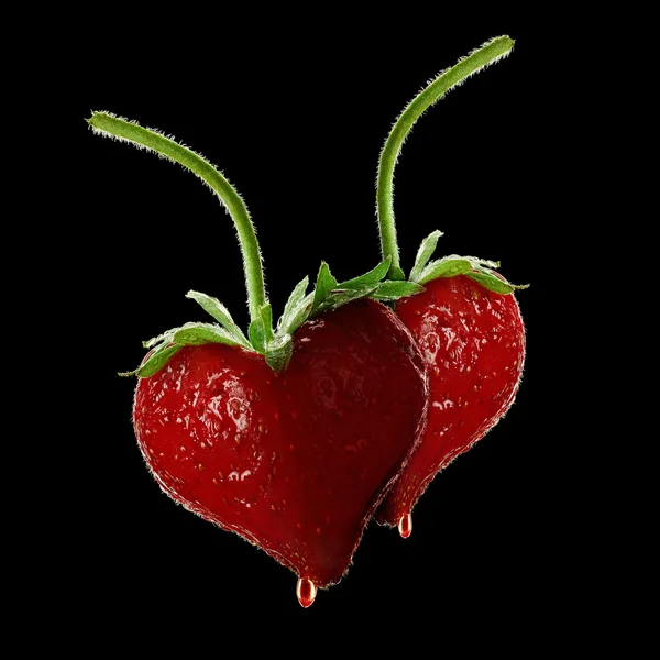 Piros szív eper — Stock Fotó