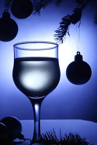 stock image Christmas blue decoration beverage. Xmas balls.