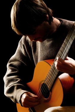 Guitarist musician acoustic guitar playing clipart