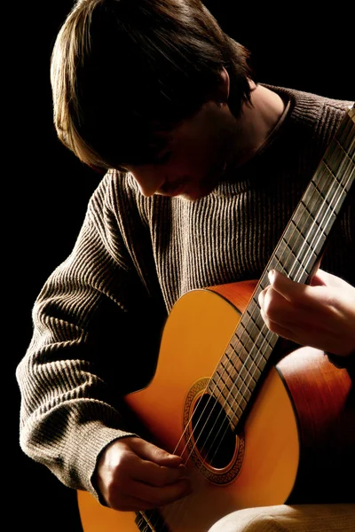 Guitarist musician acoustic guitar playing — Stock Photo, Image