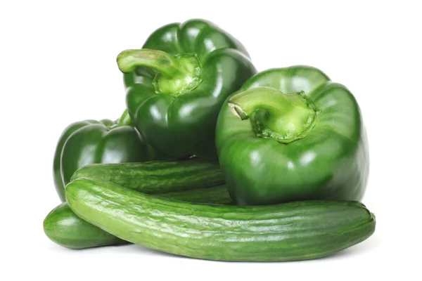 Zelená paprika a okurky zelenina — Stock fotografie