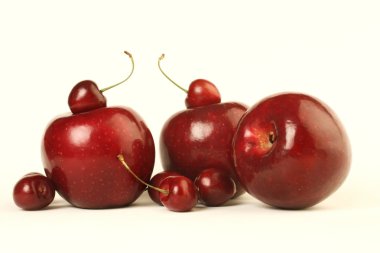 Red apples and cherries clipart