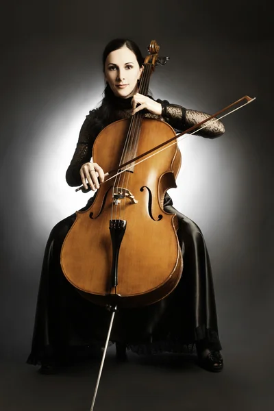 Cello playing cellist musician. — Stock Photo, Image