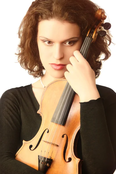 Portrét houslisty s housle — Stock fotografie