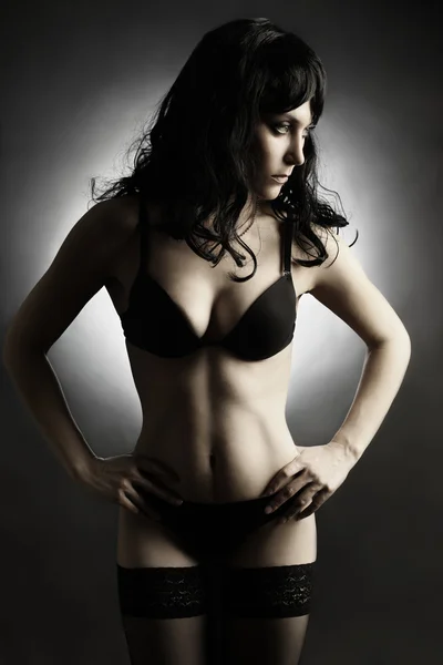 Moteportrett sexy kvinne i undertøy . – stockfoto