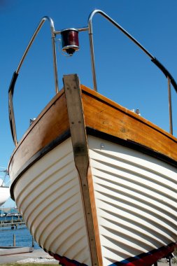 Prow of a wooden yacht boat clipart