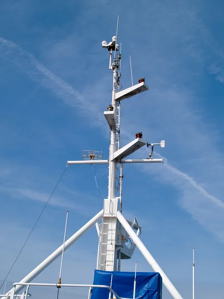 Ship boat bridge communication mast — Stock Photo, Image