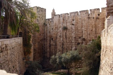 Tower of David the old city walls of Jerusalem Israel clipart