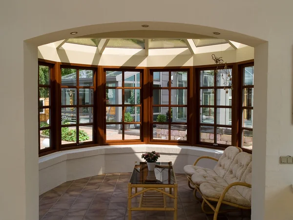 Sunny solarium conservatory sun room — Stock Photo, Image