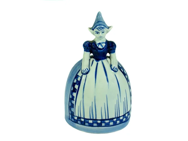 stock image Traditional Dutch Delft figurine bell isolated