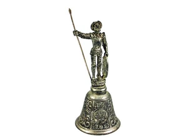 Don Quijote statyett metall bell isolerade — Stockfoto