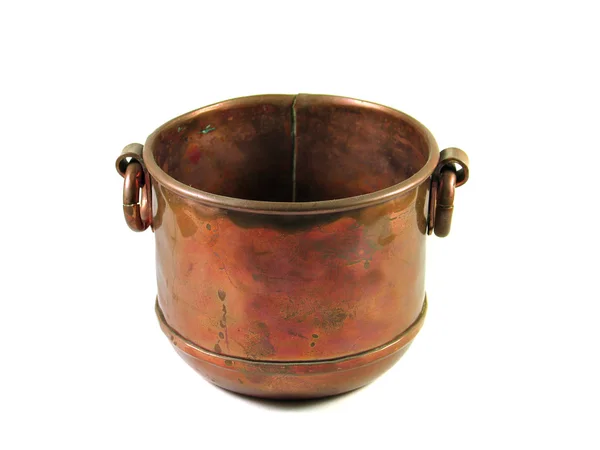 Tigela de cobre decorativo isolado — Fotografia de Stock