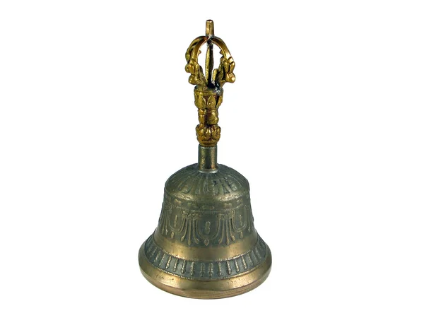Antigua campana de metal tradicional Tíbet aislado — Foto de Stock