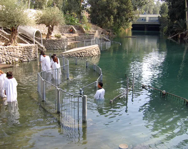 Ceremonia de bautismo Jordania Río Holyland — Foto de Stock