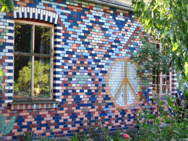 Stock image Graffiti on bricks wall