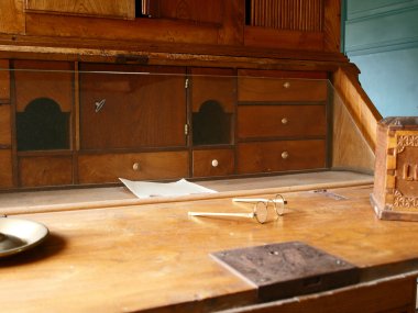 Antique secreter study desk clipart