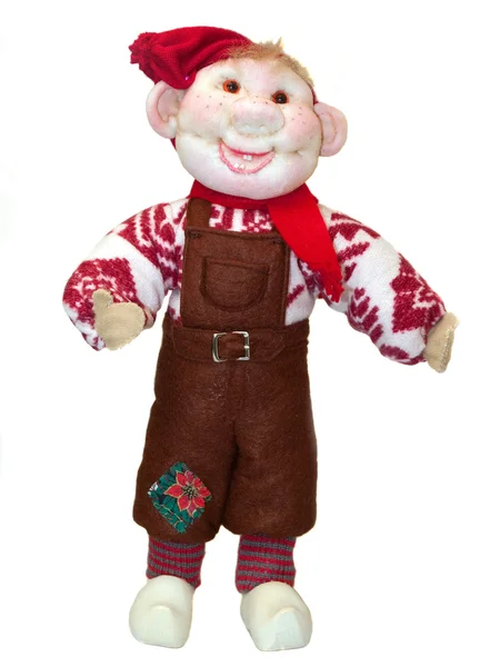 Christmas doll elf figurine isolated on white — Stock Photo, Image