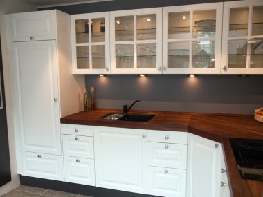 Modern classical design wooden kitchen clipart