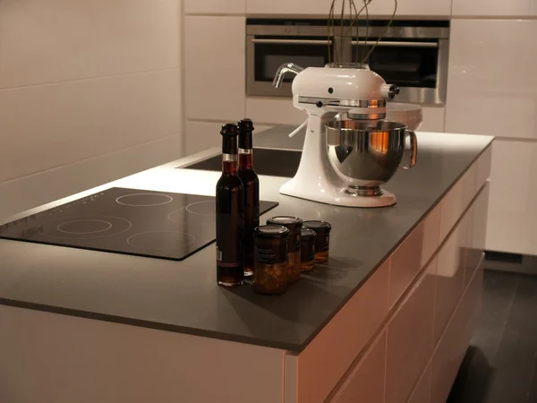 Modern style trendy design white kitchen — Stock Photo, Image