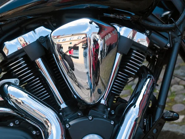 Podrobnosti motor chrome kolo motocyklu — Stock fotografie