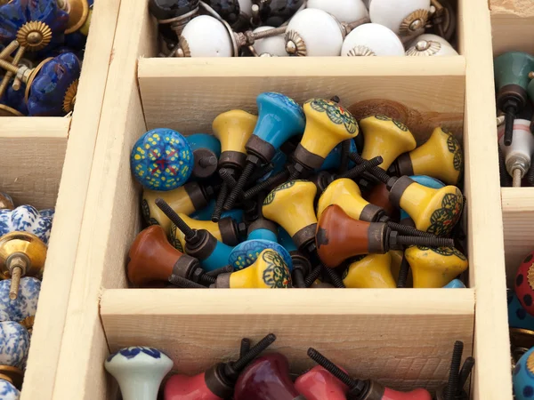 Colorful selection of DIY cabinets parts knobs — Stock Photo, Image