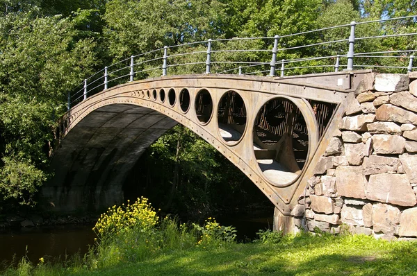 Bir nehir üzerinde küçük metal köprü — Stok fotoğraf