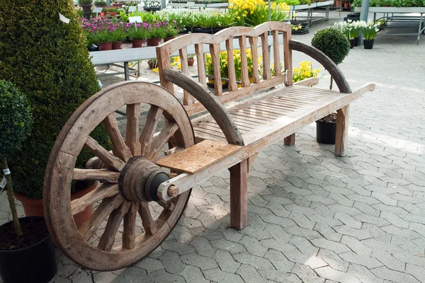 Creative wooden garden bench — Stock Photo, Image